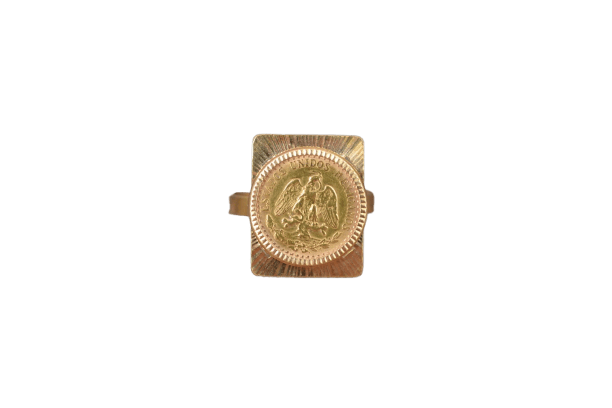 Bague 53 Bague Dos Pesos mexicaine en or jaune 18 carats 58 Facettes