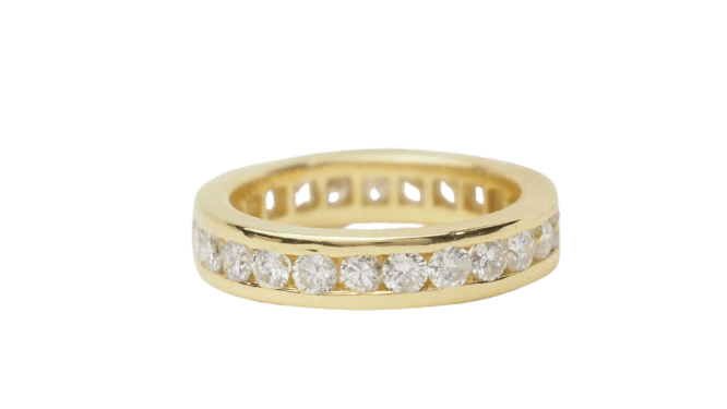 Bague 51 Alliance tour complet en or jaune 18 ct et diamants 58 Facettes 33028