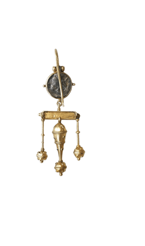 Boucles d'oreilles Boucle d’oreille unique néo-étrusque en or jaune 18kt 58 Facettes