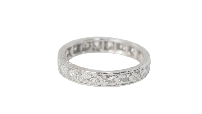 Bague 49.5 Alliance américaine tour complet en or blanc 18 ct et diamants 0,90 ct 58 Facettes 30727