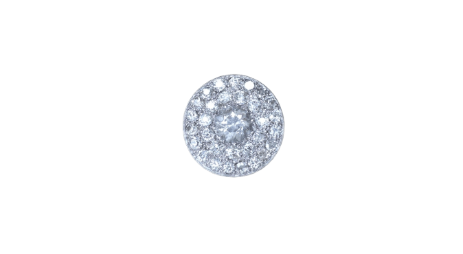 Bague 53 Bague cible Art Déco ronde en platine et diamants 4,16 cts 58 Facettes