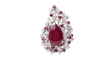 Bague 54 Bague cocktail en or blanc 18 ct avec rubis et diamants 58 Facettes 32888