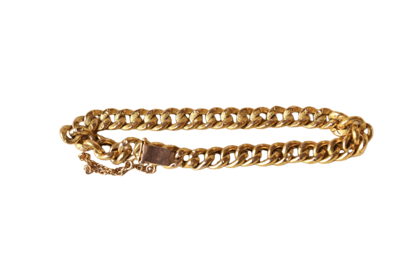 Bracelet Bracelet - Maille gourmette creuse gravée en or jaune 18 carats 58 Facettes 3244