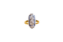 Bague 51.5 Bague Navette Art Déco en or jaune et or blanc 14k saphirs, diamants 58 Facettes Ref3062