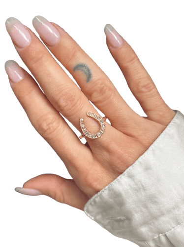 Bague 54 Bague fer à cheval en or rose 18 carats et diamants 58 Facettes