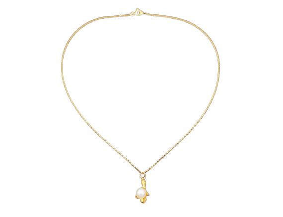 Pendentif Les Recyclés - Pendentif serre en or jaune et perle fine 58 Facettes A7831