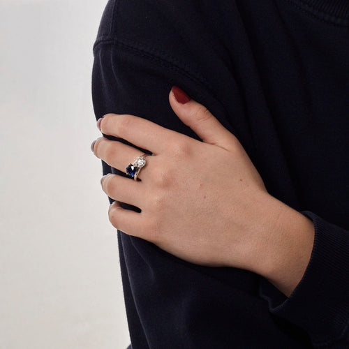 Bague 57 MELLERIO - Bague Toi & Moi Saphir Diamant 58 Facettes