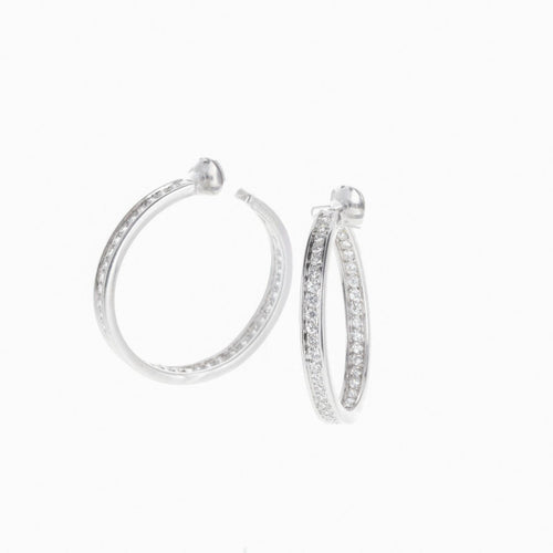 Boucles d'oreilles Cartier - Boucles d’oreilles créoles en or blanc 18 K et diamants 58 Facettes 2.18785