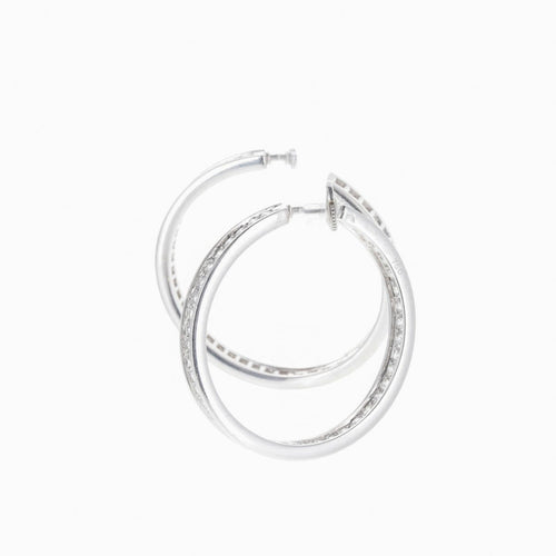 Boucles d'oreilles Cartier - Boucles d’oreilles créoles en or blanc 18 K et diamants 58 Facettes 2.18785