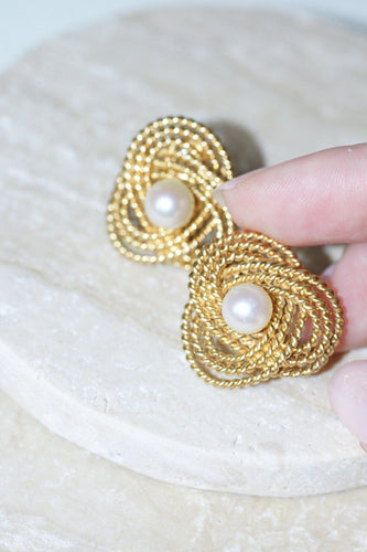 Boucles d'oreilles Gübelin - Boucles d’oreilles clip torsadées en or jaune 18kt et perles 58 Facettes