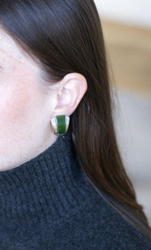 Boucles d'oreilles Puiforcat - Boucles d’oreilles à clips en or jaune 18k et argent, jade 58 Facettes