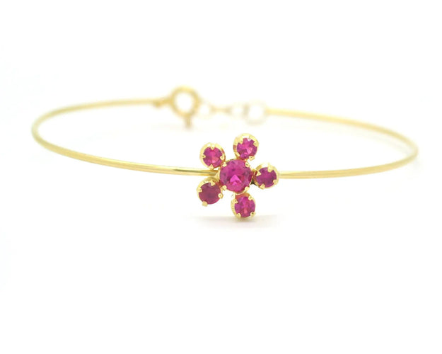 Bracelet Bracelet rigide en or jaune 18 ct avec rubis synthétiques 58 Facettes 8426