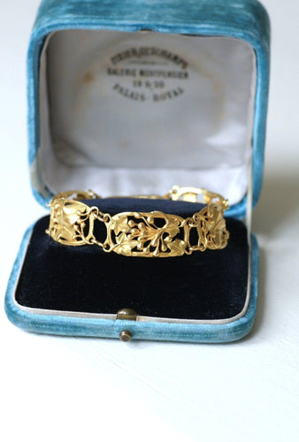 Bracelet Bracelet Art nouveau articulé en or jaune 18kt à maillons ajourés 58 Facettes