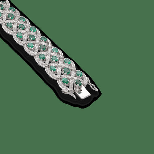 Bracelet Bracelet en or gris 18 carats avec émeraudes et diamants H-VS 58 Facettes FB09597