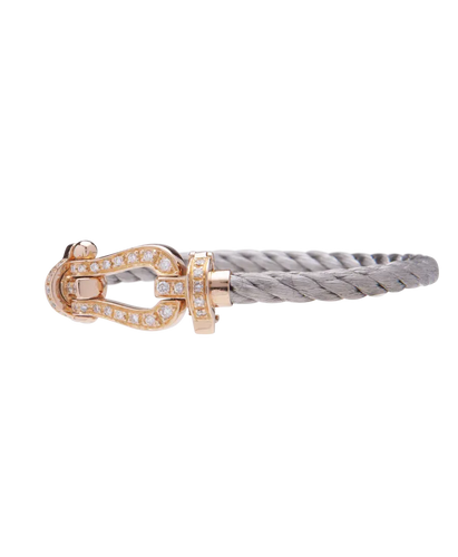 Bracelet Bracelet mousqueton en or rose 18K, acier et diamants 58 Facettes BO220683/MousquetonOretDiamants