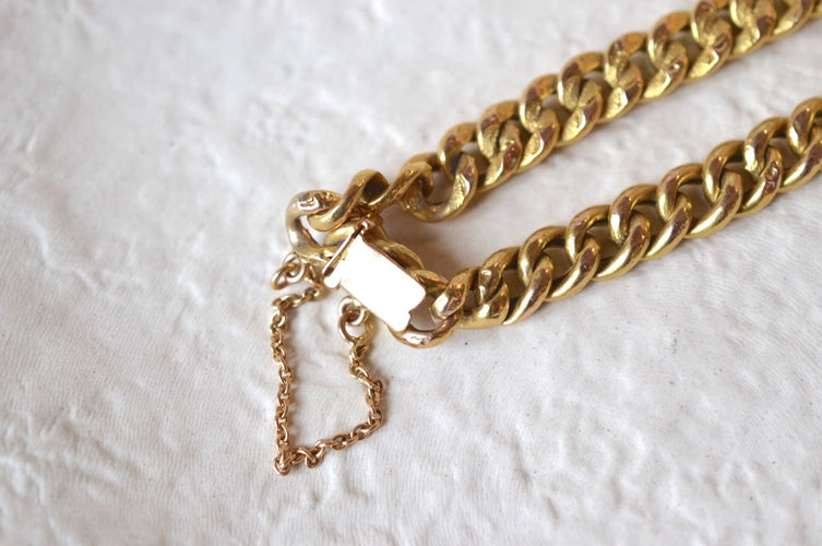 Bracelet Bracelet - Maille gourmette creuse gravée en or jaune 18 carats 58 Facettes 3244