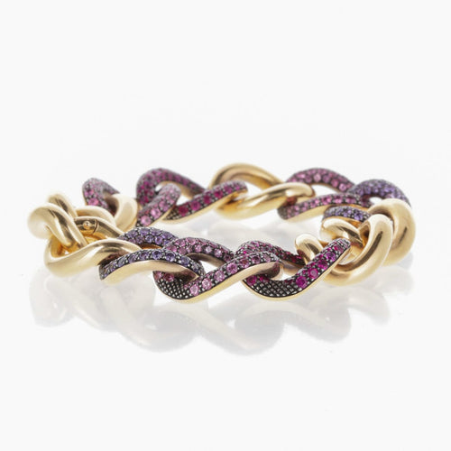 Bracelet Pomellato Catene - Bracelet en or rose 18 K et saphirs de couleurs 58 Facettes 2.19208