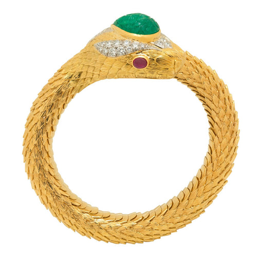 Bracelet David Webb - Bracelet serpent en or jaune 18 K et platine avec diamants 58 Facettes 2.18227