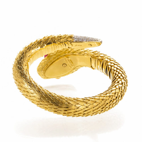 Bracelet David Webb - Bracelet serpent en or jaune 18 K et platine avec diamants 58 Facettes 2.18227