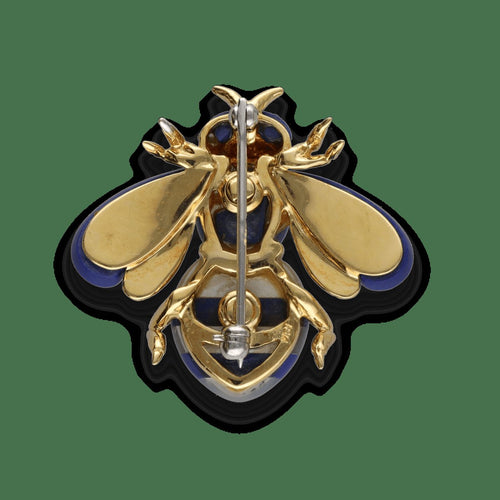 Broche Broche Abeille – Or Jaune 18k – Lapis-Lazuli et Nacre – Vers 1980 58 Facettes FB10877