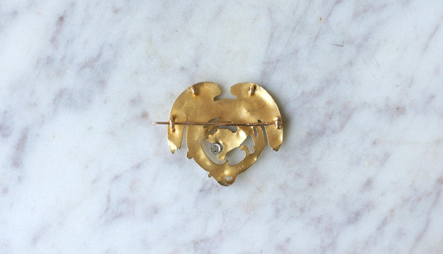 Broche Broche chimère ancienne en or jaune 18k et diamant taille coussin 58 Facettes