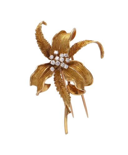 Broche Fleur de Diamants - Broche Art nouveau en or jaune et diamants 58 Facettes BO220678/FleurdeDiamants