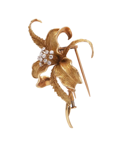 Broche Fleur de Diamants - Broche Art nouveau en or jaune et diamants 58 Facettes BO220678/FleurdeDiamants