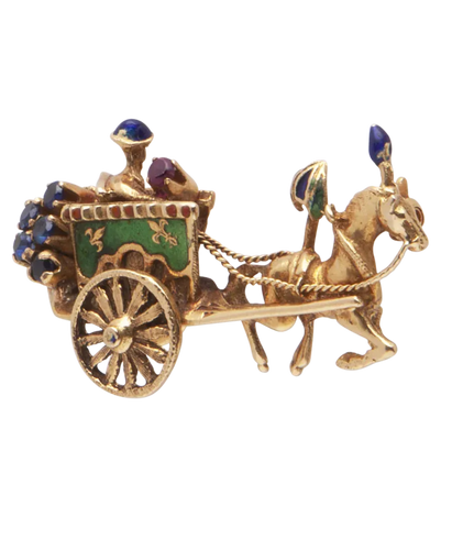 Broche Carosse du Lido - Broche en or jaune 18K saphirs et rubis 58 Facettes BO220745/CarosseduLIDO