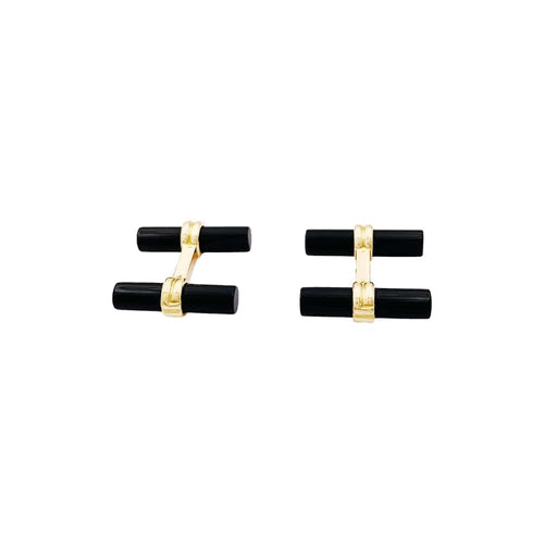 Boutons de manchette Boucheron - Boutons de manchette en or jaune et onyx 58 Facettes 35247