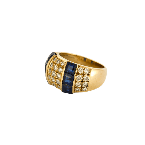 Bague 53 Bague jonc en or jaune 18 carats, diamants et saphirs calibrés 58 Facettes BO/240025/