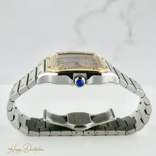 Montre Cartier Santos - Montre automatique 35 mm or jaune, acier et diamants 58 Facettes 2504