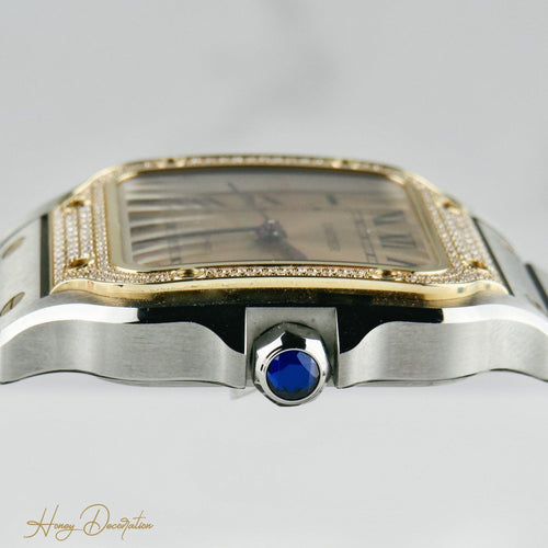 Montre Cartier Santos - Montre automatique 35 mm or jaune, acier et diamants 58 Facettes 2504