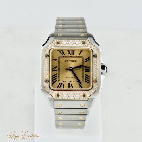 Montre Cartier Santos - Montre automatique 35 mm or jaune, acier et diamants 58 Facettes 2504