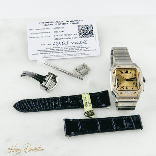 Montre Cartier Santos - Montre automatique 35 mm or jaune, acier et diamants 58 Facettes 2504