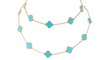 Collier VAN CLEEF & ARPELS - Sautoir Vintage Alhambra or jaune et turquoise 58 Facettes