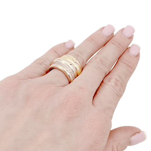 Bague 51 Pomellato Tubolare - Bague en or jaune et or blanc avec diamants 58 Facettes 34163