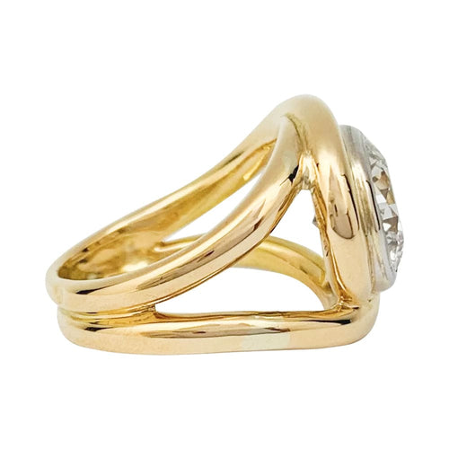Bague 50 Bague astragale entrelacée bicolore en or 750 avec diamant 2,78 ct 58 Facettes 31786