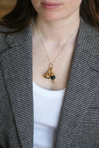 Montre Pendentif clé de montre en or jaune 18kt et jaspe sanguin 58 Facettes