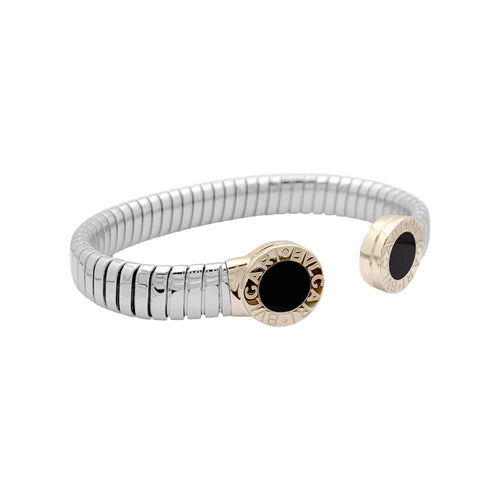 Bracelet Bracelet Bulgari, "Bulgari-Bulgari", acier, or jaune et onyx. 35154 58 Facettes 35154