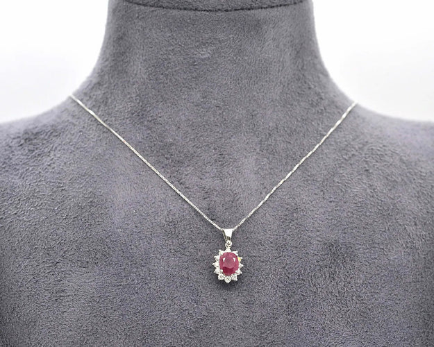 Collier Collier - Rubis du Mozambique 0,76 ct et diamants en or blanc 18 ct 58 Facettes 9659