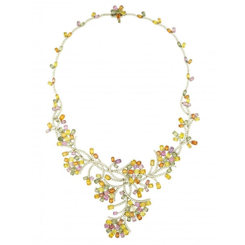 Collier Collier en or blanc 18 carats avec saphirs et diamants 58 Facettes 63700024
