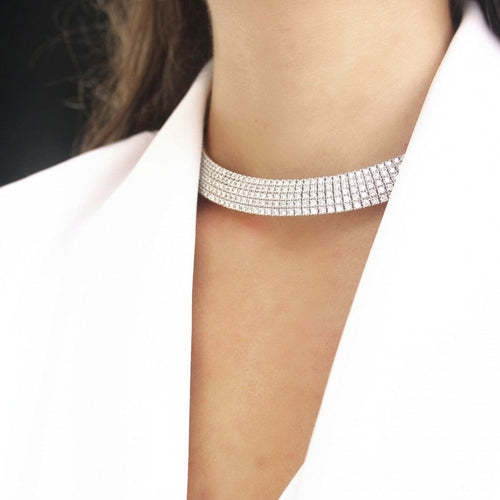 Collier Collier semi-rigide 5 rangs en or blanc 18 carats et diamants 58 Facettes 63700090