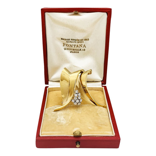 Broche Fontana - Broche en or jaune 750/000 et platine 950/000 avec diamants 58 Facettes 30245