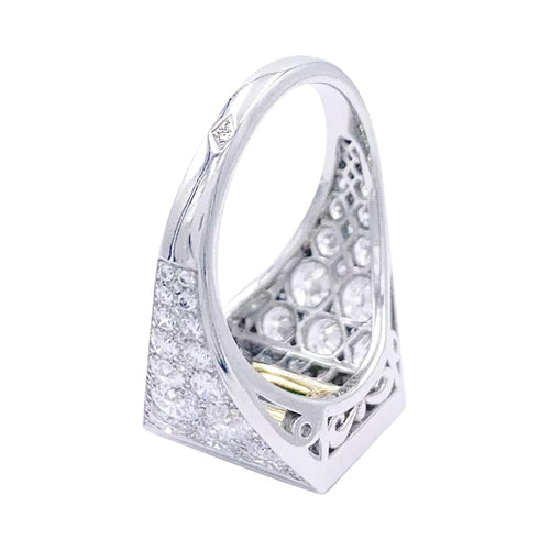 Bague 53 Bague en platine avec émeraude et diamants 58 Facettes 32224