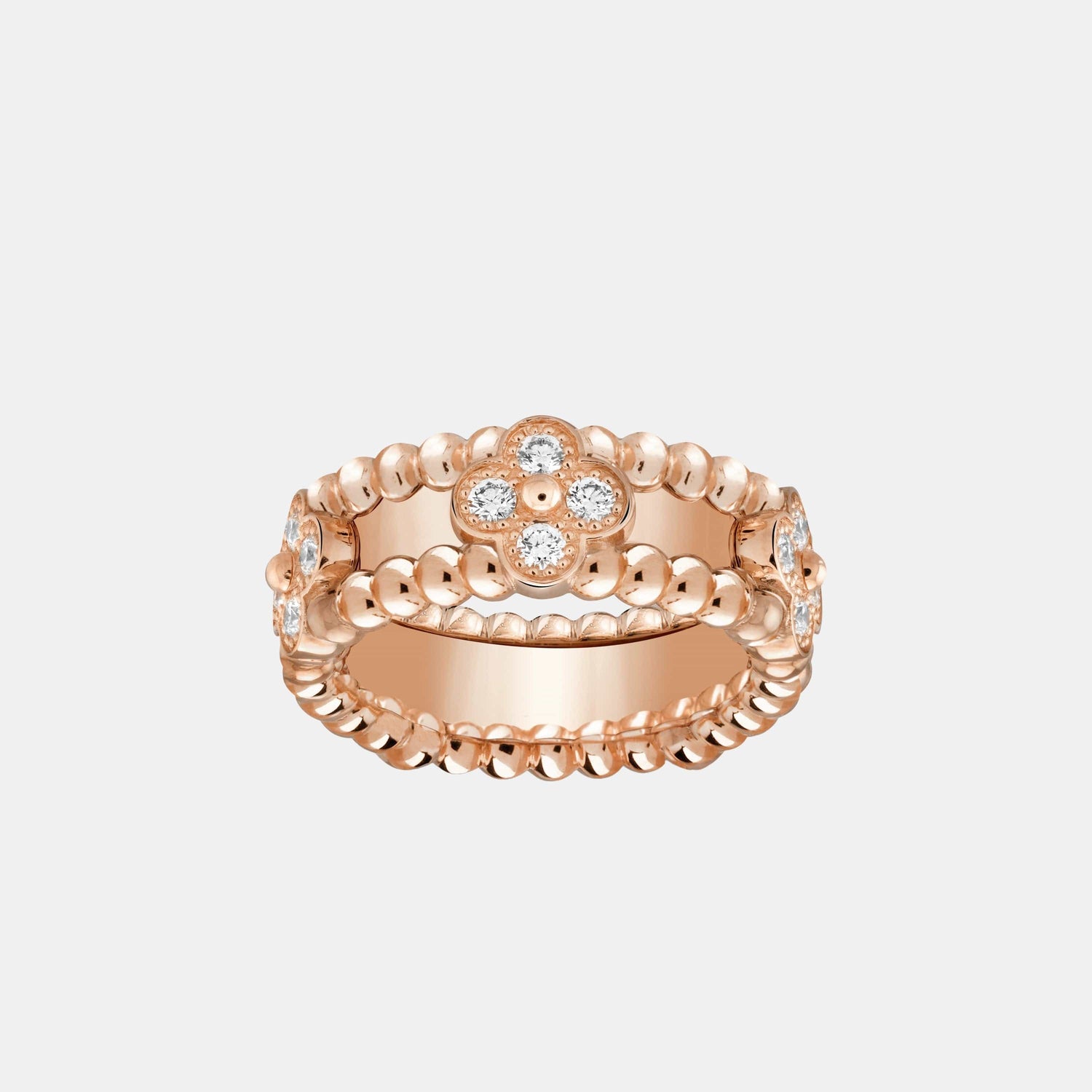Bague Perlée Or rose Diamant 0.34ct