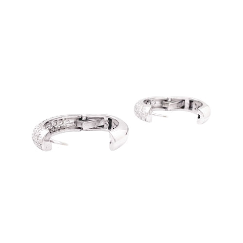 Boucles d'oreilles Boucles d’oreilles créoles en or blanc 750 pavées de diamants 58 Facettes 34514