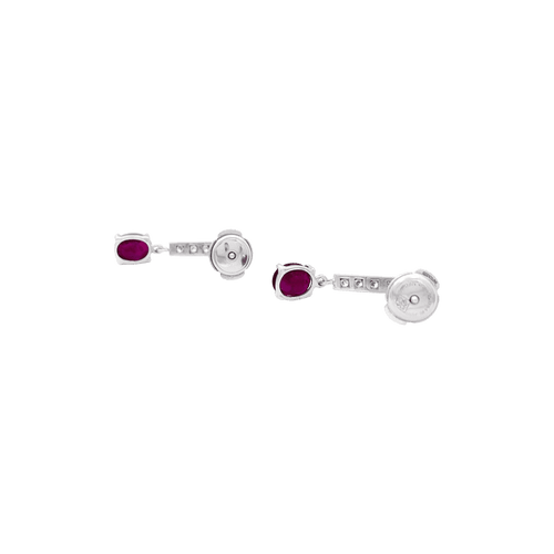 Boucles d'oreilles Pendants d'oreilles or blanc, diamants et rubis. 58 Facettes 34398