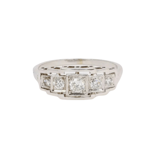 Bague 54 Bague jarretière Art-Déco avec diamants 58 Facettes J29