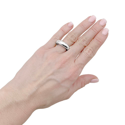 Bague 52 Chaumet Anneau - Bague jonc bombée en or blanc 750 58 Facettes 35248