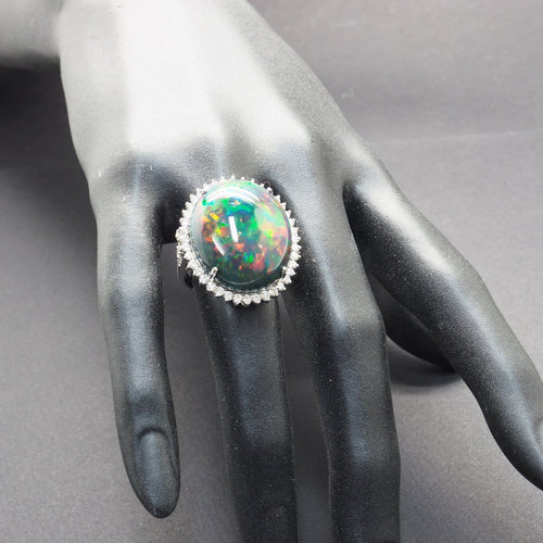 Bague 54 Bague opale et diamants en or jaune 18 carats 58 Facettes 4803